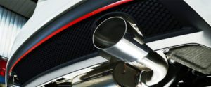 A sports car's exhaust pipe